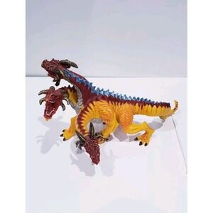 Fire Dragon Safari Ltd 2010 Orange Three Headed Dragon Action Figure